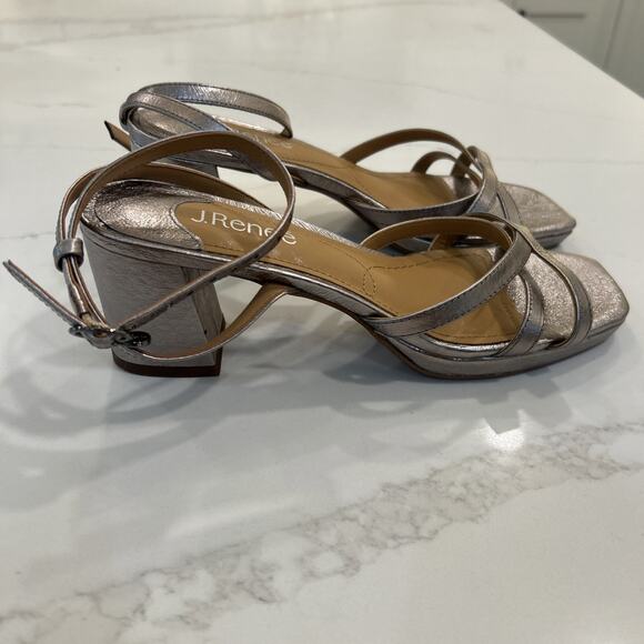 J. Renee Kamelia Size 8m Taupe block Heel Ankle strap Sandals Strappy Heels Shoe - Picture 3 of 11